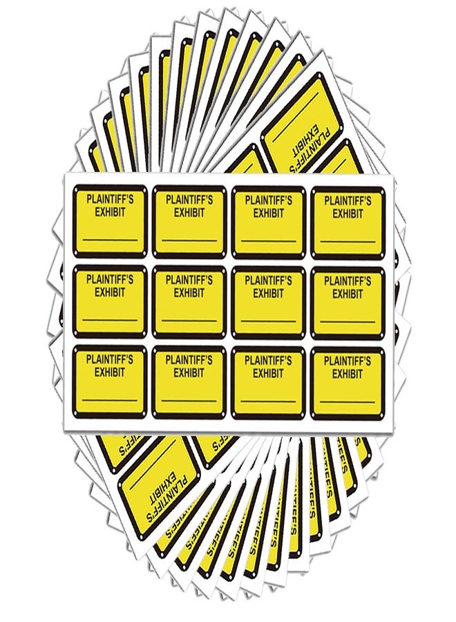 Remarkable Legal Yellow Plaintiff's Exhibit Stickers 1.65 X 1 Inches - Fluorescent Yellow Color-Coded Exhibit Labels 300 Stickers Per Pack(PLAINTIFF'S Exhibit) - Image 1