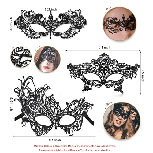 Ralleyfun Lace Masquerade Mask for Women Venetian Halloween Carnival Party Mask (Phoenix + Anna) - Image 4