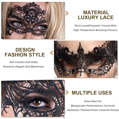 Ralleyfun Lace Masquerade Mask for Women Venetian Halloween Carnival Party Mask (Phoenix + Anna) - Image 3