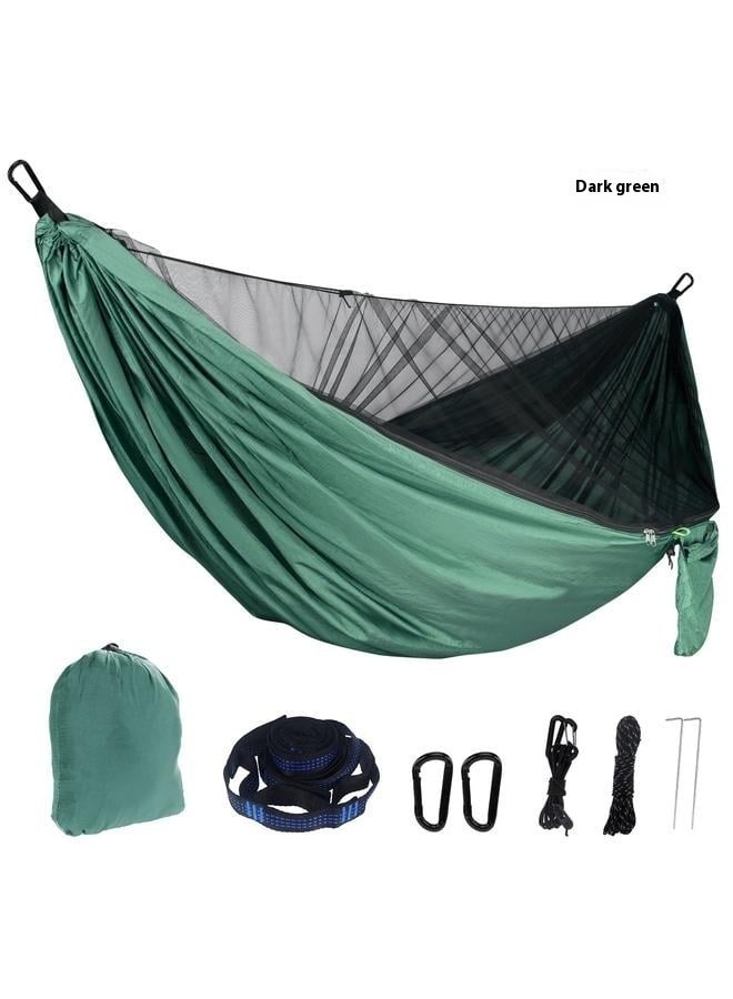 Generic Camping Hammock - Lightweight Double Hammock, Portable Hammocks for Indoor, Outdoor, Hiking, Camping, Backpacking, Travel, Backyard, Beach（Dark Green）  - Image 1