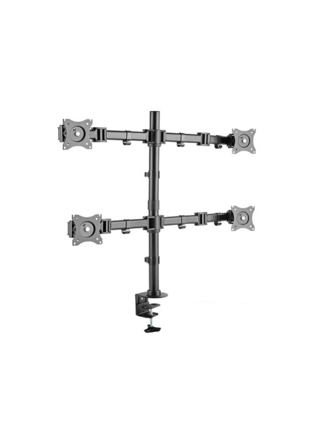 Skill Tech Skilltech SH C048 Quad 4 Monitor Articulating Desk Mount for 13"-27" Screens | Full Motion Tilt/Swivel | Economy VESA Arm | Clamp Install - Image 1