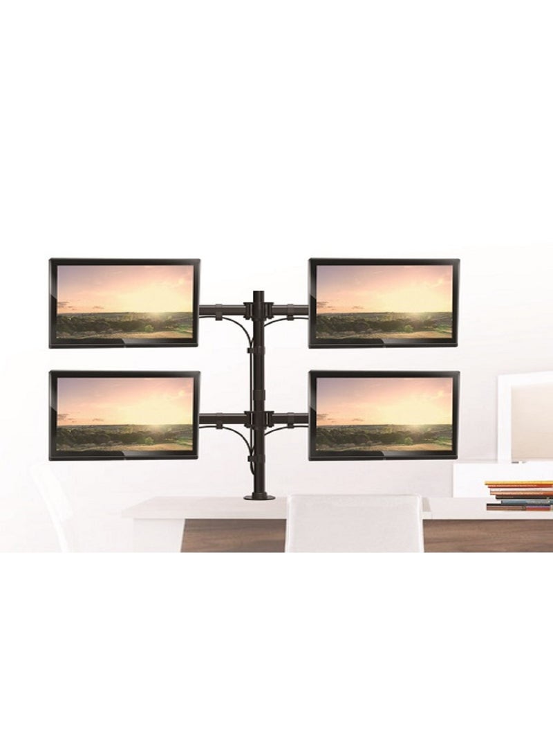 Skill Tech Skilltech SH C048 Quad 4 Monitor Articulating Desk Mount for 13"-27" Screens | Full Motion Tilt/Swivel | Economy VESA Arm | Clamp Install - Image 2