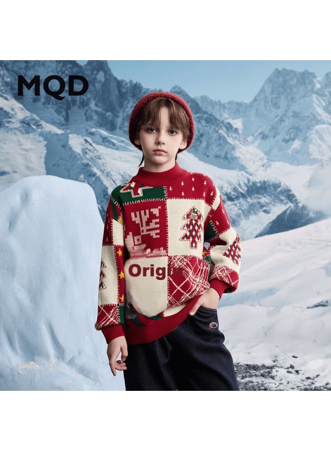Mqd Winter Boys' Half Turtleneck Sweater Christmas New Year Pattern 110 - Image 1