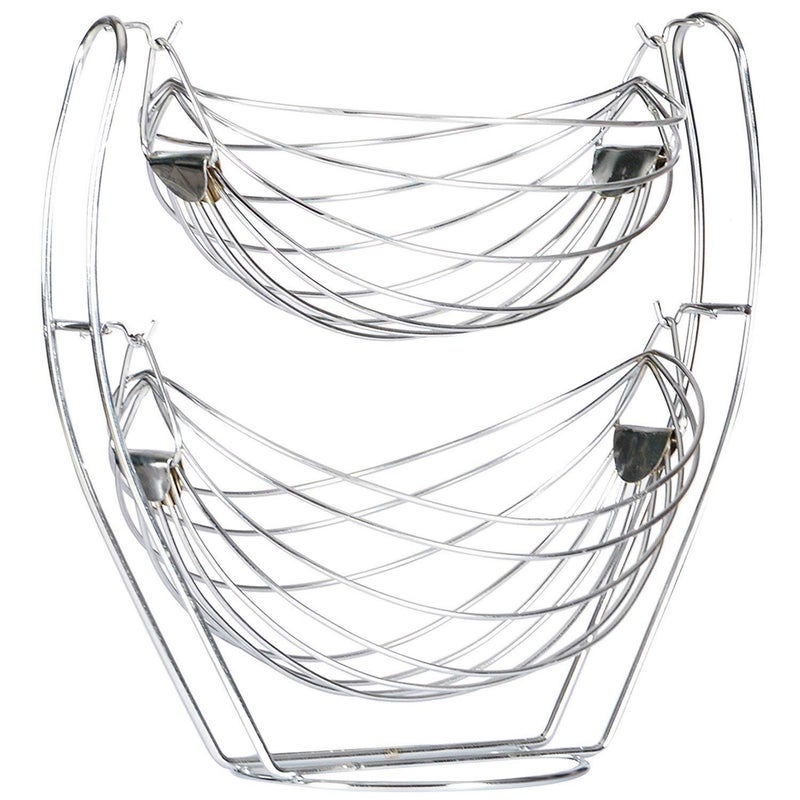 Planet Stainless Steel Double Step Tiered Shelf Swing Fruit and Vegetable Storage Basket Silver - Image 5
