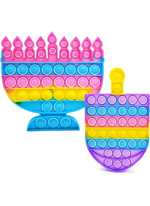 Hanukkah Dreidel Poppit Pop Fidget Toy Dreidel Menorah Popper Set (Menorah & Dreidel Set)