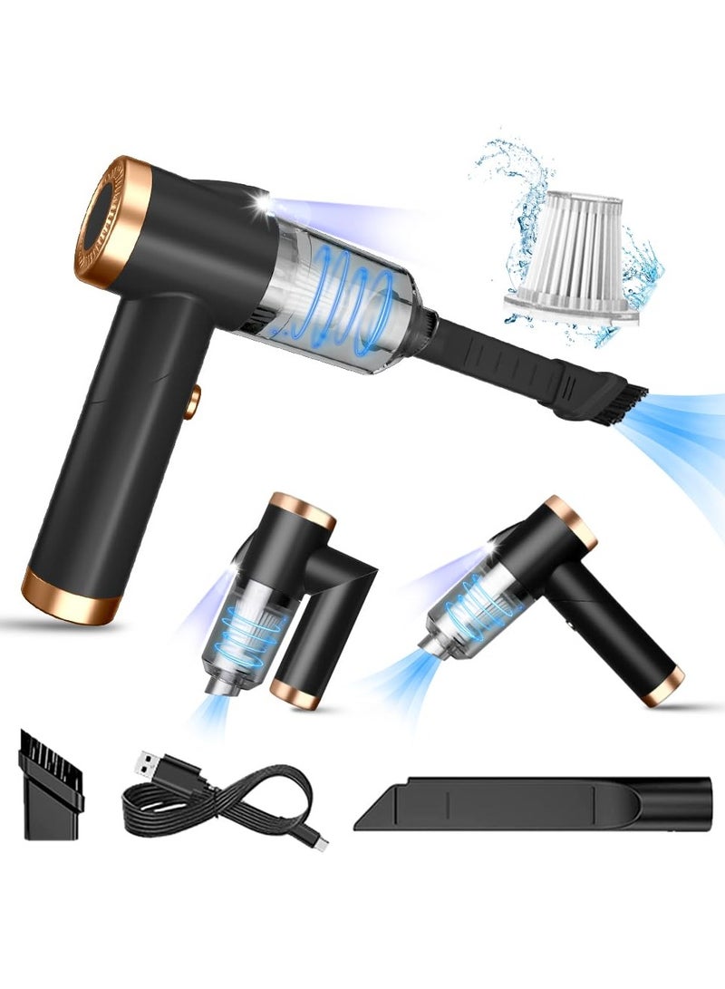 راكسوم مكنسة كهربائية محمولة، مكنسة كهربائية للسيارة بقدرة شفط 9000 باسكال مع ضوء LED، قابلة لإعادة الشحن، مكنسة كهربائية صغيرة لاسلكية (أسود) - Image 1