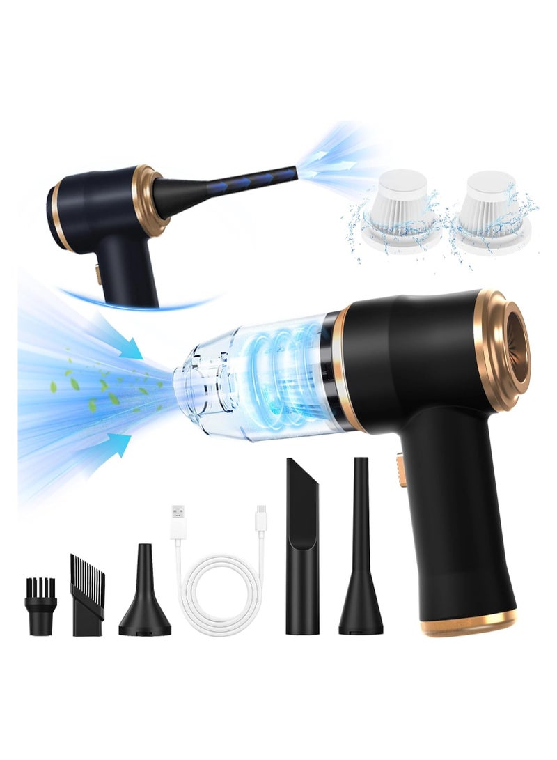 راكسوم مكنسة كهربائية محمولة، مكنسة كهربائية للسيارة بقدرة شفط 9000 باسكال مع ضوء LED، قابلة لإعادة الشحن، مكنسة كهربائية صغيرة لاسلكية (أسود) - Image 2