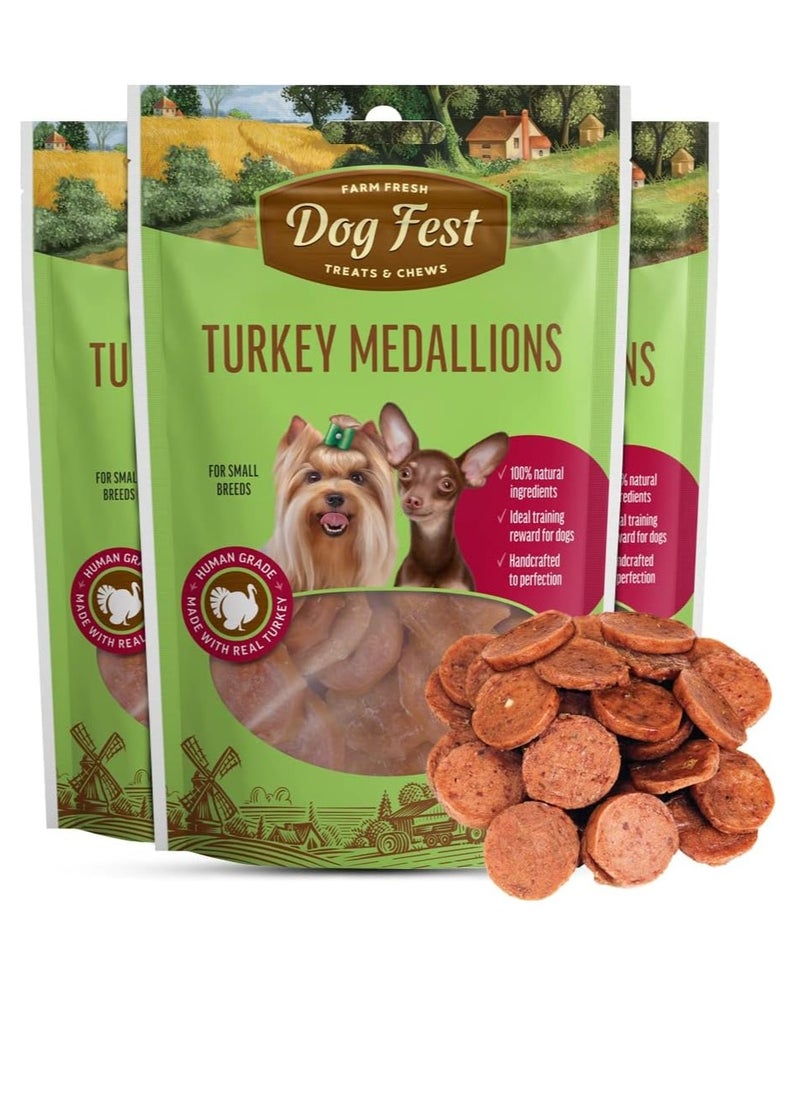 Dog Fest Turkey Medallions Soft Handcrafted For Mini And Small Dogs 3X55g  - Image 1