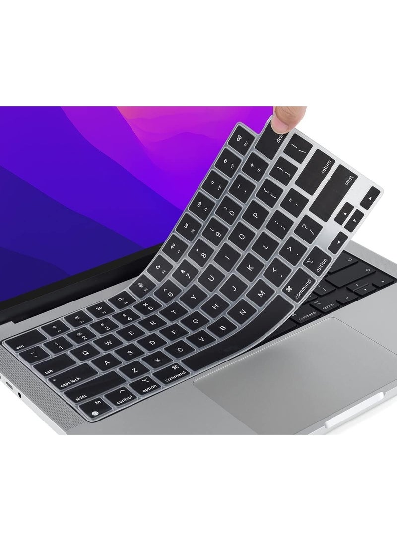 مافانز غطاء لوحة مفاتيح سيليكون باللغة الإنجليزية بتصميم أمريكي لجهاز MacBook Air 13.6" و15" M2/M3 A2681/A3113، M2/M3 A2941/A3114، 2023-2021 MacBook Pro 14" و16" A2918/A2992/A2442/A2779/A2991/A2485/A2780، أسود - Image 5