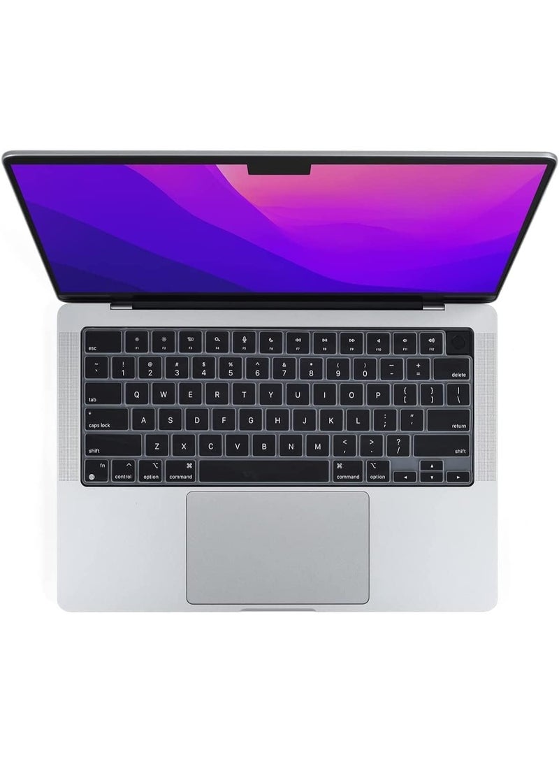 مافانز غطاء لوحة مفاتيح سيليكون باللغة الإنجليزية بتصميم أمريكي لجهاز MacBook Air 13.6" و15" M2/M3 A2681/A3113، M2/M3 A2941/A3114، 2023-2021 MacBook Pro 14" و16" A2918/A2992/A2442/A2779/A2991/A2485/A2780، أسود - Image 3