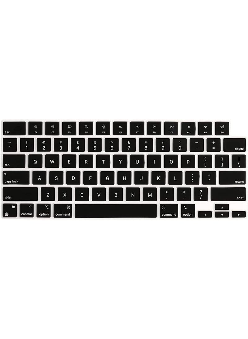 مافانز غطاء لوحة مفاتيح سيليكون باللغة الإنجليزية بتصميم أمريكي لجهاز MacBook Air 13.6" و15" M2/M3 A2681/A3113، M2/M3 A2941/A3114، 2023-2021 MacBook Pro 14" و16" A2918/A2992/A2442/A2779/A2991/A2485/A2780، أسود - Image 1
