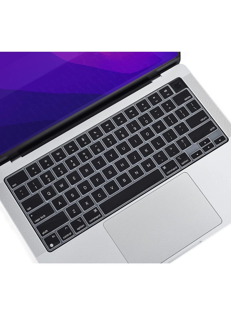 مافانز غطاء لوحة مفاتيح سيليكون باللغة الإنجليزية بتصميم أمريكي لجهاز MacBook Air 13.6" و15" M2/M3 A2681/A3113، M2/M3 A2941/A3114، 2023-2021 MacBook Pro 14" و16" A2918/A2992/A2442/A2779/A2991/A2485/A2780، أسود - Image 4
