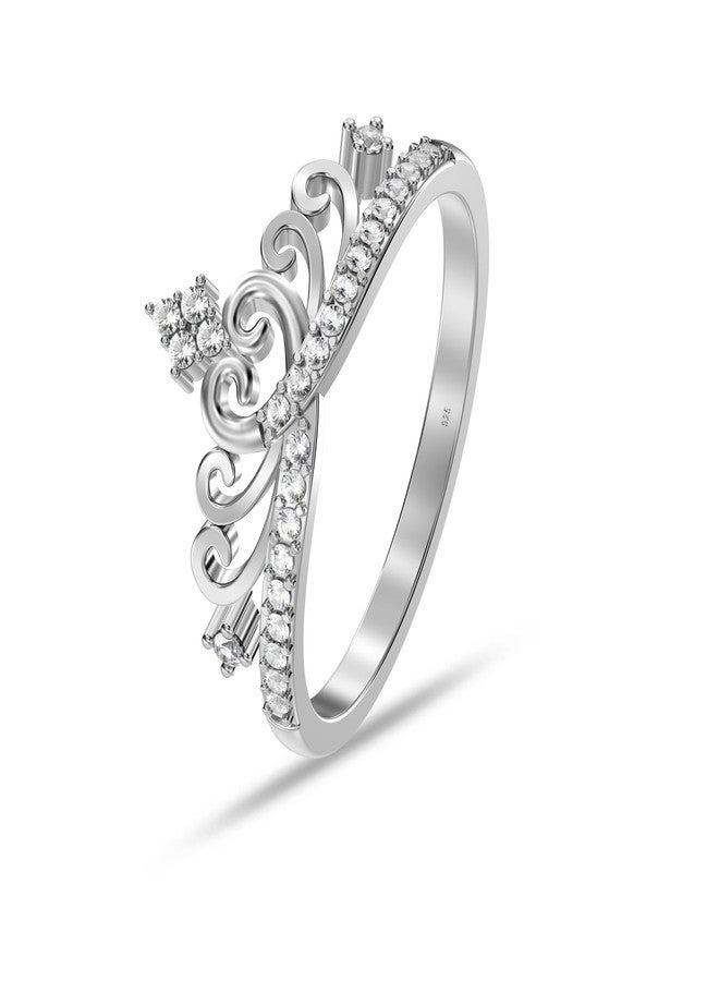 LeCalla 925 Sterling Silver Premium Crown Rings For Women, Pave Sparkling Cubic Zirconia Princess Crown Wedding Band Ring Engagement Rings for Women (Ring Size - 7 No.) - Image 3