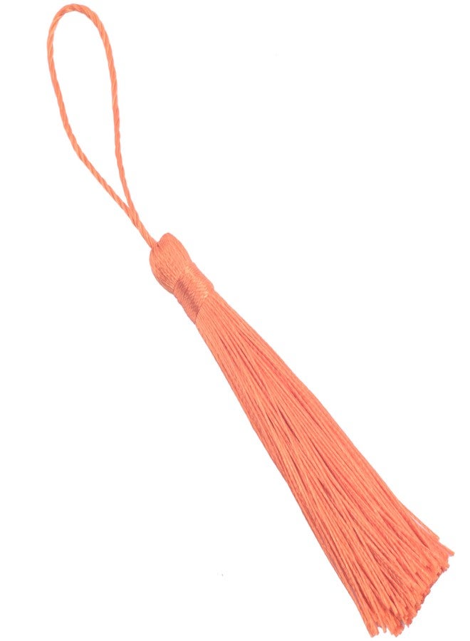 KONMAY 20pcs 3.5'' Small Silky Soft Craft Mini Bookmark Tassels with Loops for Jewelry Making, Gift Wrapping, Zipper Pull, Home Decor(Orange) - Image 2