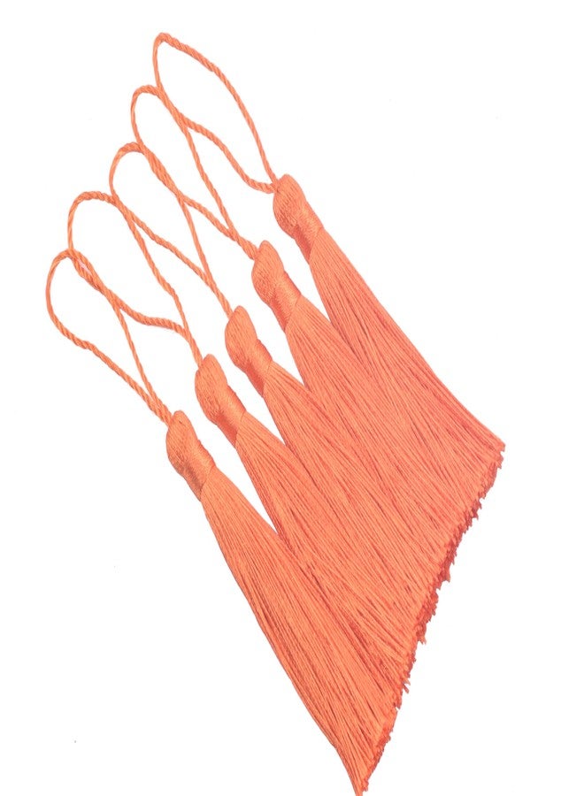 KONMAY 20pcs 3.5'' Small Silky Soft Craft Mini Bookmark Tassels with Loops for Jewelry Making, Gift Wrapping, Zipper Pull, Home Decor(Orange) - Image 1
