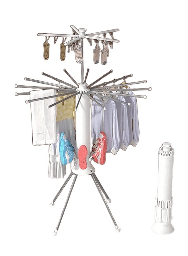 ريبنيو مجفف ملابس، رف تجفيف ملابس قائم بذاته مع حامل ثلاثي القوائم، علاقة ملابس قابلة للطي للاستخدام الداخلي والخارجي، أبيض - Image 1