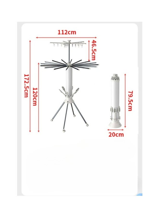 ريبنيو مجفف ملابس، رف تجفيف ملابس قائم بذاته مع حامل ثلاثي القوائم، علاقة ملابس قابلة للطي للاستخدام الداخلي والخارجي، أبيض - Image 2
