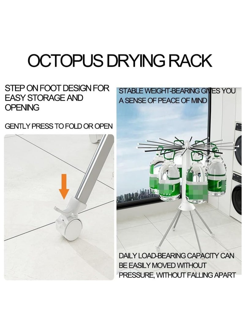 ريبنيو مجفف ملابس، رف تجفيف ملابس قائم بذاته مع حامل ثلاثي القوائم، علاقة ملابس قابلة للطي للاستخدام الداخلي والخارجي، أبيض - Image 4