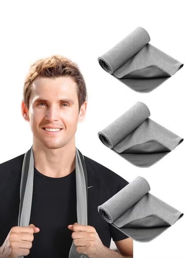 3PCS Neck Microfiber Ice Towel Soft And Breathable Cool Towel Suitable For Cooling Yoga Sports Golf Gym Camping Running Fitness Exercise And Other Activities Grey - Image 1