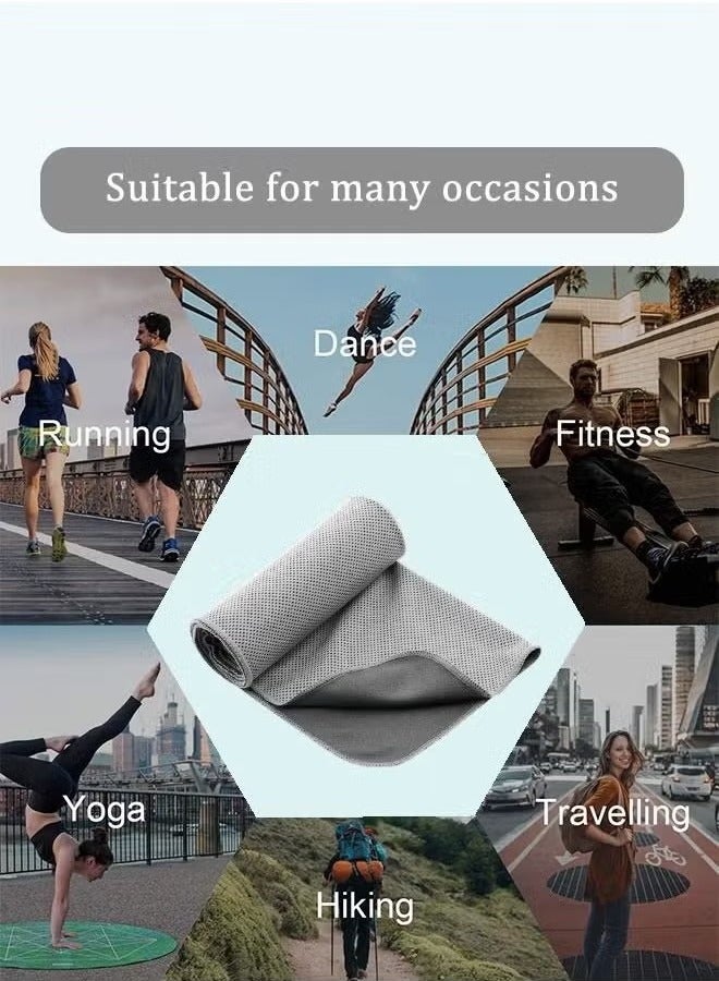 3PCS Neck Microfiber Ice Towel Soft And Breathable Cool Towel Suitable For Cooling Yoga Sports Golf Gym Camping Running Fitness Exercise And Other Activities Grey - Image 2