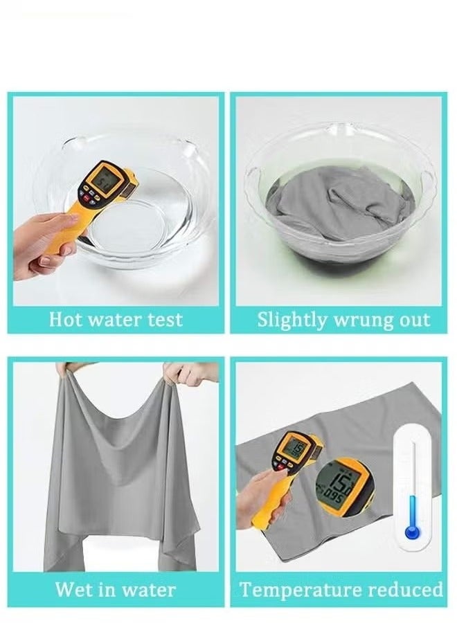3PCS Neck Microfiber Ice Towel Soft And Breathable Cool Towel Suitable For Cooling Yoga Sports Golf Gym Camping Running Fitness Exercise And Other Activities Grey - Image 5
