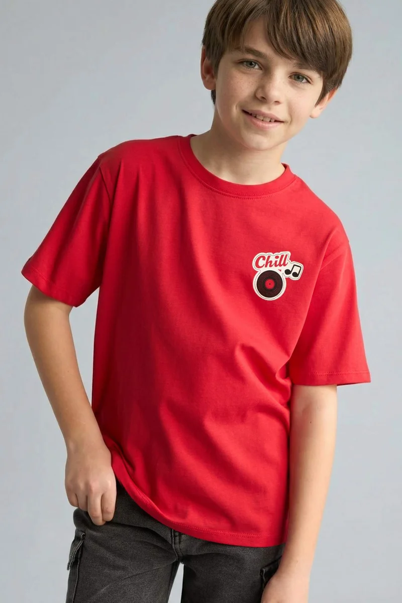 ديفاكتو Boy New Regular Fit Printed Short Sleeve T-Shirt