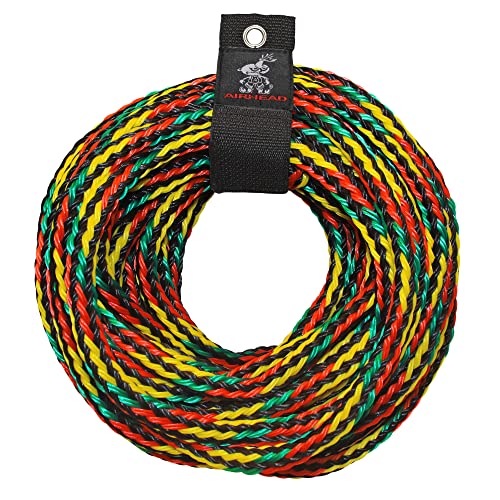 Airhead 1 4 Person Tow Rope for Towable Tubes 60 ft Heavy Duty Boat Towline for Tubing UV Resistant 16 Strand Polypropylene with Rope Keeper 4100 lb Break Strength - Image 1