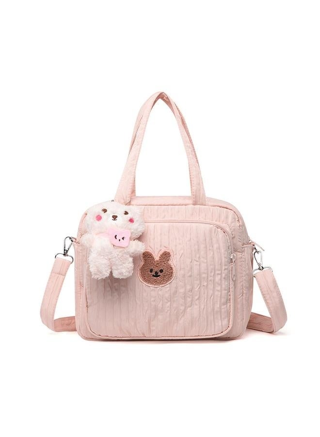 Baby Diaper Bag Tote, Mommy Bag Cute Diaper Bags Crossbody Baby Bags for Girl -pink-Diaper Bag for Moms, Fashionable Baby Organiser Case Pouch with Adjustable Stra  - Image 1