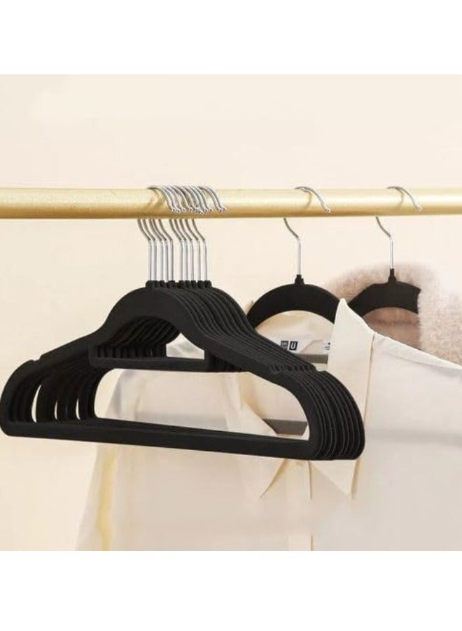 Lukadah Lukadah Non-Slip Velvet Hangers | Pack of 10 | Slim & Sleek | Strong & Durable | Rotating Hook | For Suit, Dress, Shirts | Black - Image 4