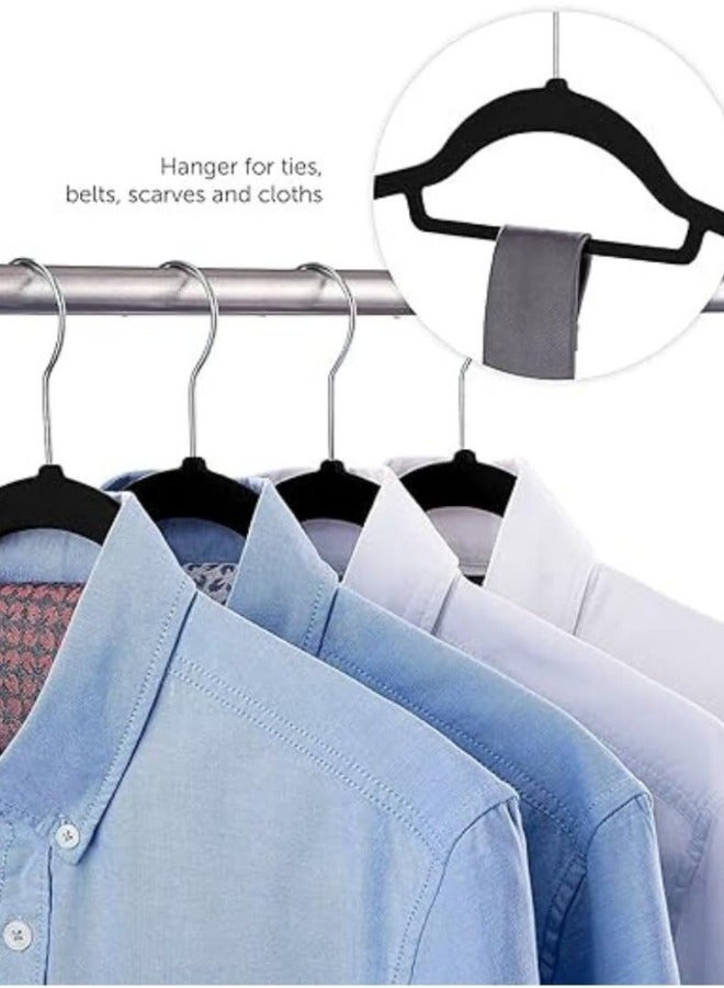 Lukadah Lukadah Non-Slip Velvet Hangers | Pack of 10 | Slim & Sleek | Strong & Durable | Rotating Hook | For Suit, Dress, Shirts | Black - Image 5