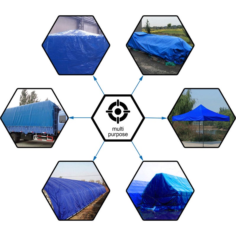 CARTMAN Finished Size 10x10 Feet Blue Poly Tarp 5 Mil Thick, Multipurpose Protective Cover for Camping, Tent, Boat, RV, Car - Image 2