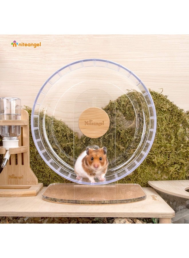 نيتينجيل عجلات تمرين الهامستر فائقة الصمت من نايت أنجل - عجلات جري دوارة هادئة مع حامل قابل للتعديل للهامستر والجربوع والفئران أو الحيوانات الصغيرة الأخرى (متوسط، شفاف) - Image 3
