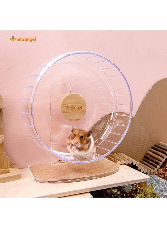 نيتينجيل عجلات تمرين الهامستر فائقة الصمت من نايت أنجل - عجلات جري دوارة هادئة مع حامل قابل للتعديل للهامستر والجربوع والفئران أو الحيوانات الصغيرة الأخرى (متوسط، شفاف) - Image 4