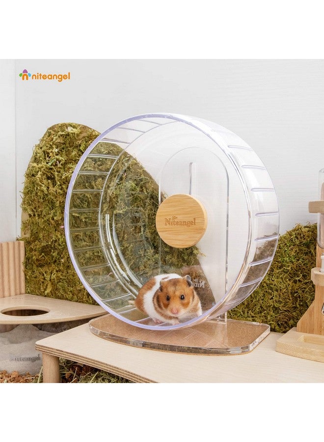 نيتينجيل عجلات تمرين الهامستر فائقة الصمت من نايت أنجل - عجلات جري دوارة هادئة مع حامل قابل للتعديل للهامستر والجربوع والفئران أو الحيوانات الصغيرة الأخرى (متوسط، شفاف) - Image 2