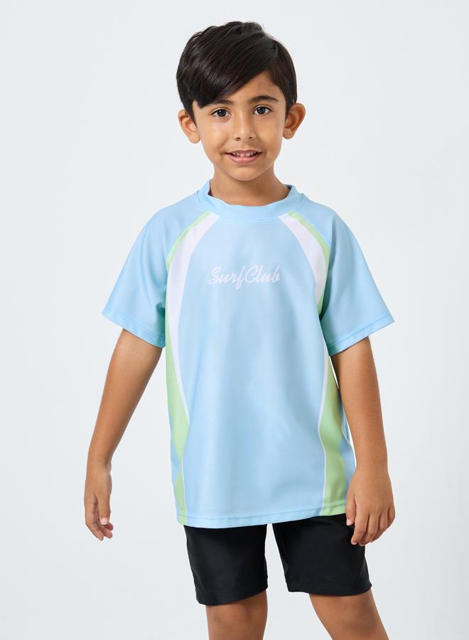 ستايلي طقم ستايلي من  قطع - بلوزة سباحة بأكمام راجلان مطبوعة وشورت وقبعة - Image 3