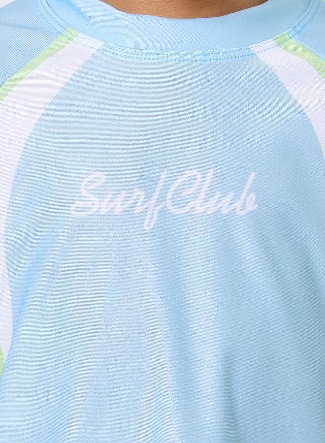 ستايلي طقم ستايلي من  قطع - بلوزة سباحة بأكمام راجلان مطبوعة وشورت وقبعة - Image 4