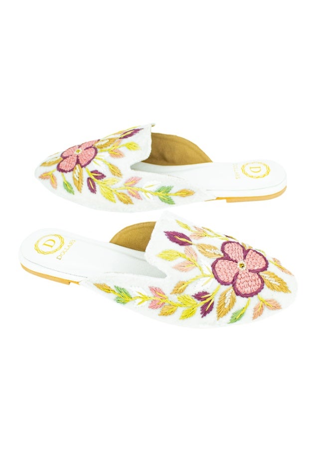 Dollar's Fashion S311F - Women Sandals | Stylish Handcrafted Bantu Flat Slippers for Women | Comfortable Daily Wear Slippers | Lightweight & Non-Slip Casual Footwear (White) - Image 1