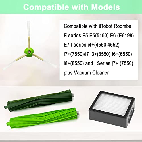 Rjnlsc Replacement Parts Compatible for iRobot Roomba i3 i3+ i5 i5+ j5 j5+ i4 i4+ i6 i6+ i7 i7+ i8 i8+J7 /Plus E5 E6 E7 I,E &J Series Vacuum Cleaner, 1 Set Rubber Brush,8 Filters,8 Side Brushes - Image 2