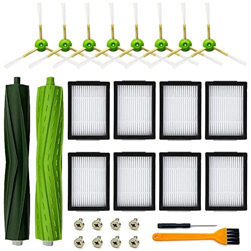 Rjnlsc Replacement Parts Compatible for iRobot Roomba i3 i3+ i5 i5+ j5 j5+ i4 i4+ i6 i6+ i7 i7+ i8 i8+J7 /Plus E5 E6 E7 I,E &J Series Vacuum Cleaner, 1 Set Rubber Brush,8 Filters,8 Side Brushes - Image 1