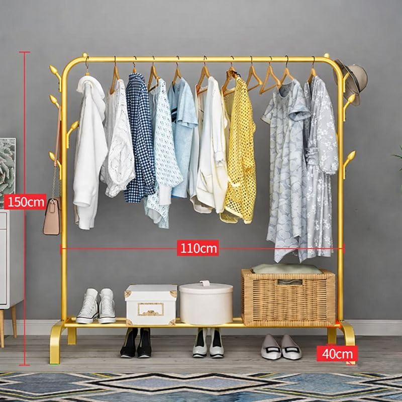 Owme Heavy Duty Metal Garment Rack with Wheels | Portable Clothes Hanging Stand | Rolling Clothing Rack for Bedroom, Laundry & Retail Store | Space Saving Cloth Stand (POLE GOLD, SINGLE STAND) - Image 2
