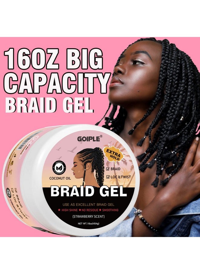 Goiple - 16oz Big Capacity Braid Gel Good for Twist, Locs, Braids, Edge No Flake Extra Hold High Shine Braiding Gel & Edge Control, Loc Gel Long Lasting for Locks, Cornrows Smooths & Tames Frizz - Image 1