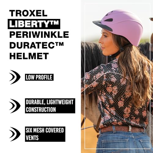 Troxel Liberty Ultralight Horse Riding Helmet, Low-Profile Adjustable Design, Safety Horseback Riding Gear, Small (6-5/8-7), Periwinkle - Image 2