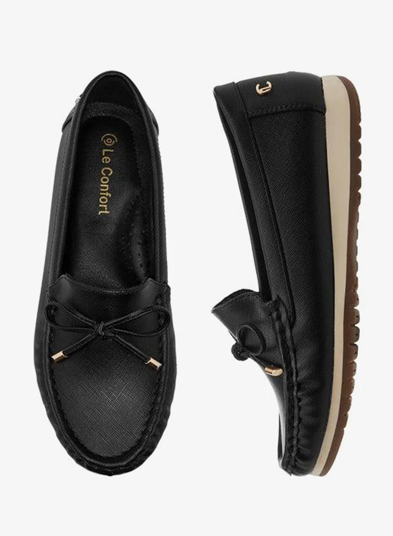 Le Confort BLACK Women's Bow Detail Slip-On Moccasins for Women | Best Price UAE