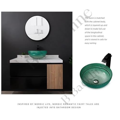 B Backline Luxury Glass Basin | Table Top or Counter Top Wash Bowl for Bathroom & Livingrooms | 42 X 42 X 18 Cm (Green) - Image 3