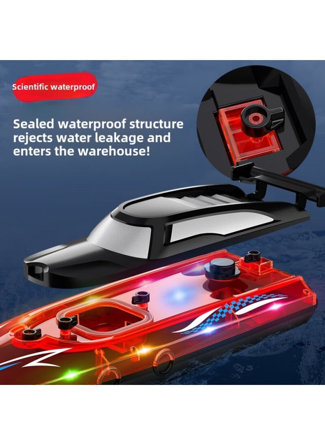 Generic - 2.4G Double Oars High-speed Remote Control Boat Waterproof Double Motor Light Competition Children's Toy Rowing Model Boy Ceremony-Color:Remote Control Boat 3503-1 Red Light-Specifications:Luxury Three-power Version - Image 1