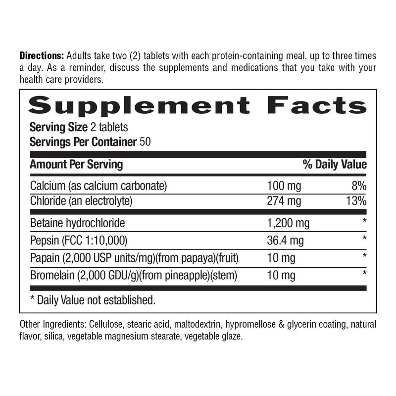 Country Life Betaine Hydrochloride with Pepsin, 600mg, 100 Tablets, Certified Gluten Free - Image 4