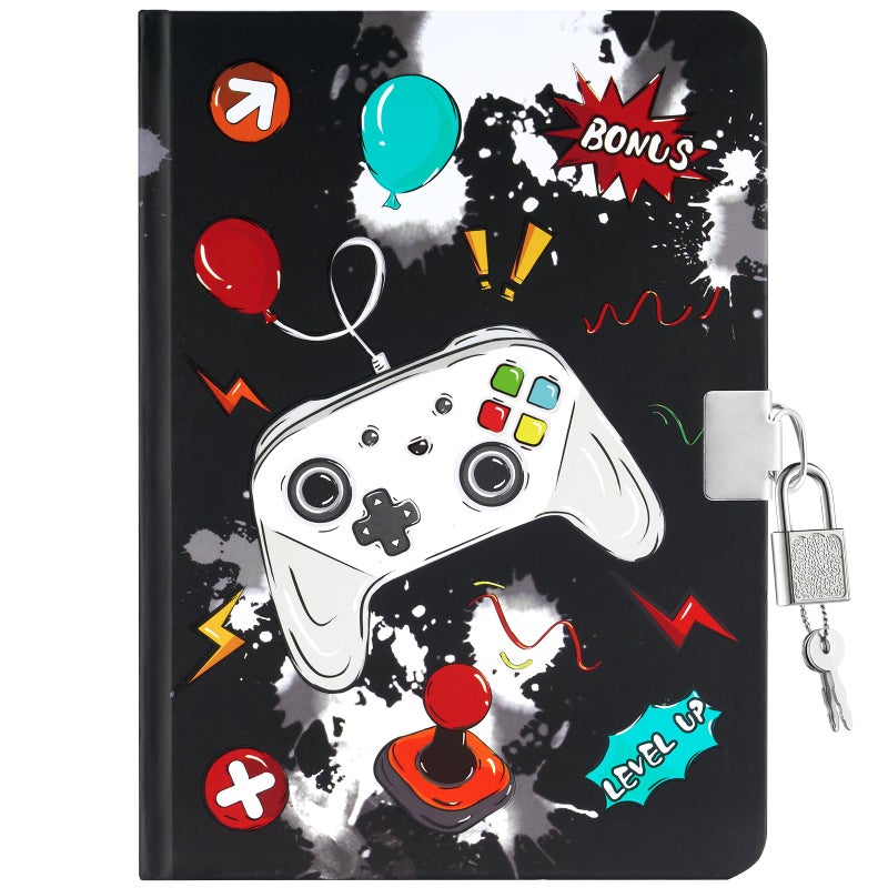 WERNNSAI Luminous Game Kids Diary for Boys, Secret Diary with Lock and Keys, Kids Journal Notebook Birthday Christmas Gift for 6 7 8-12 Year Old Boys, School A5 Lined Writing Drawing Notepad - Image 1