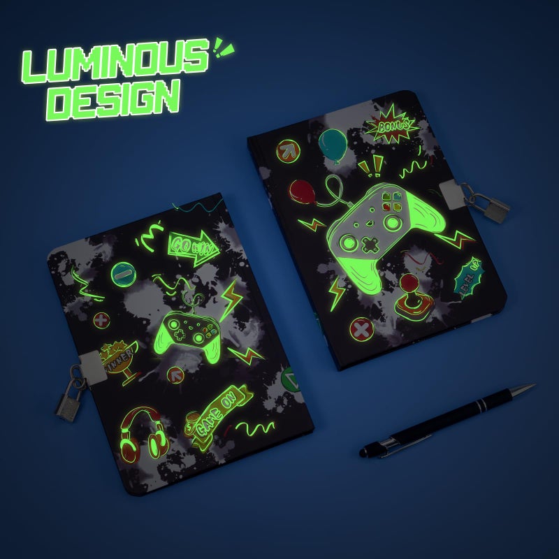 WERNNSAI Luminous Game Kids Diary for Boys, Secret Diary with Lock and Keys, Kids Journal Notebook Birthday Christmas Gift for 6 7 8-12 Year Old Boys, School A5 Lined Writing Drawing Notepad - Image 2
