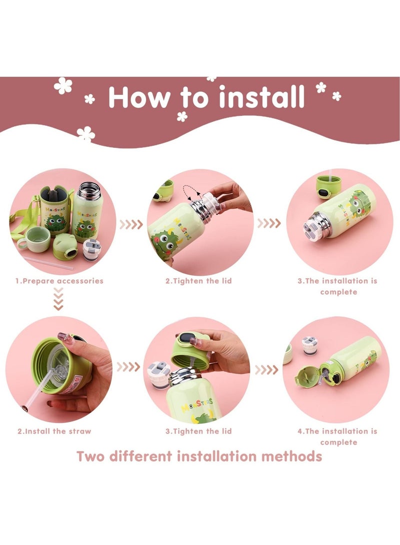 Excefore Water Bottle for Kids Durable Single Wall Insulated Stainless Steel Reusable with Button Flip Lid Leak Proof Design for Outdoor Sports - Image 5