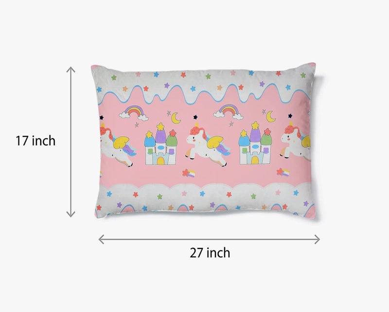 Filymore Kids Star Unicorn Printed Pillow Covers for Kids Room | Made with Pure Microfiber Soft & Skin Friendly Pillow Cases | Size (17 x 27 inch, Peach and White) Set of 2 Covers. - Image 3